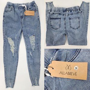 New Allabreve Womens Medium 27x28 Ripped Stretch Jeans High Rise Distress Denim